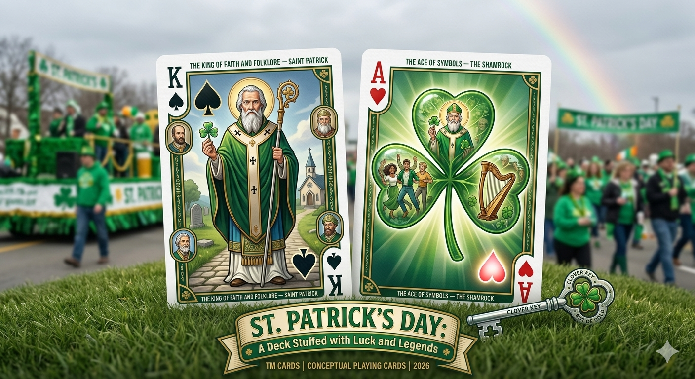 St. Patrick and Shamrock Conceptual Playing Cards